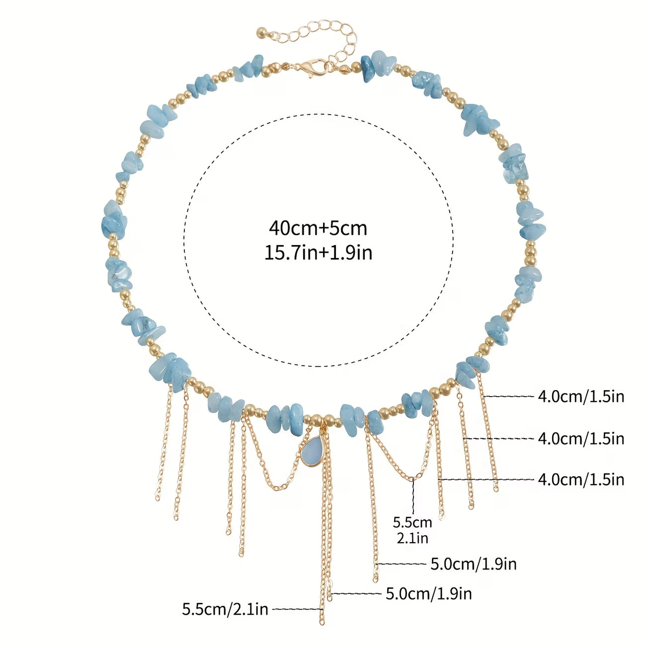 Statement Turquoise Golden Chain Necklace