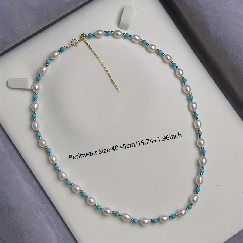 Sophisticated Pearl and Turquoise Beads Bracelet