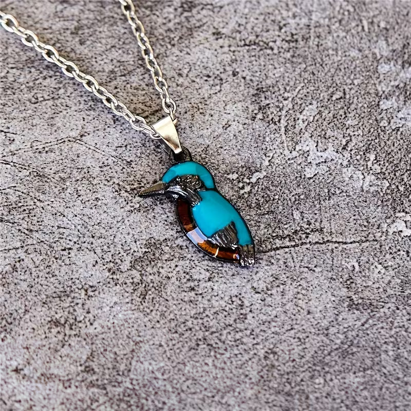 Delicate Turquoise Bird Pendant Necklace