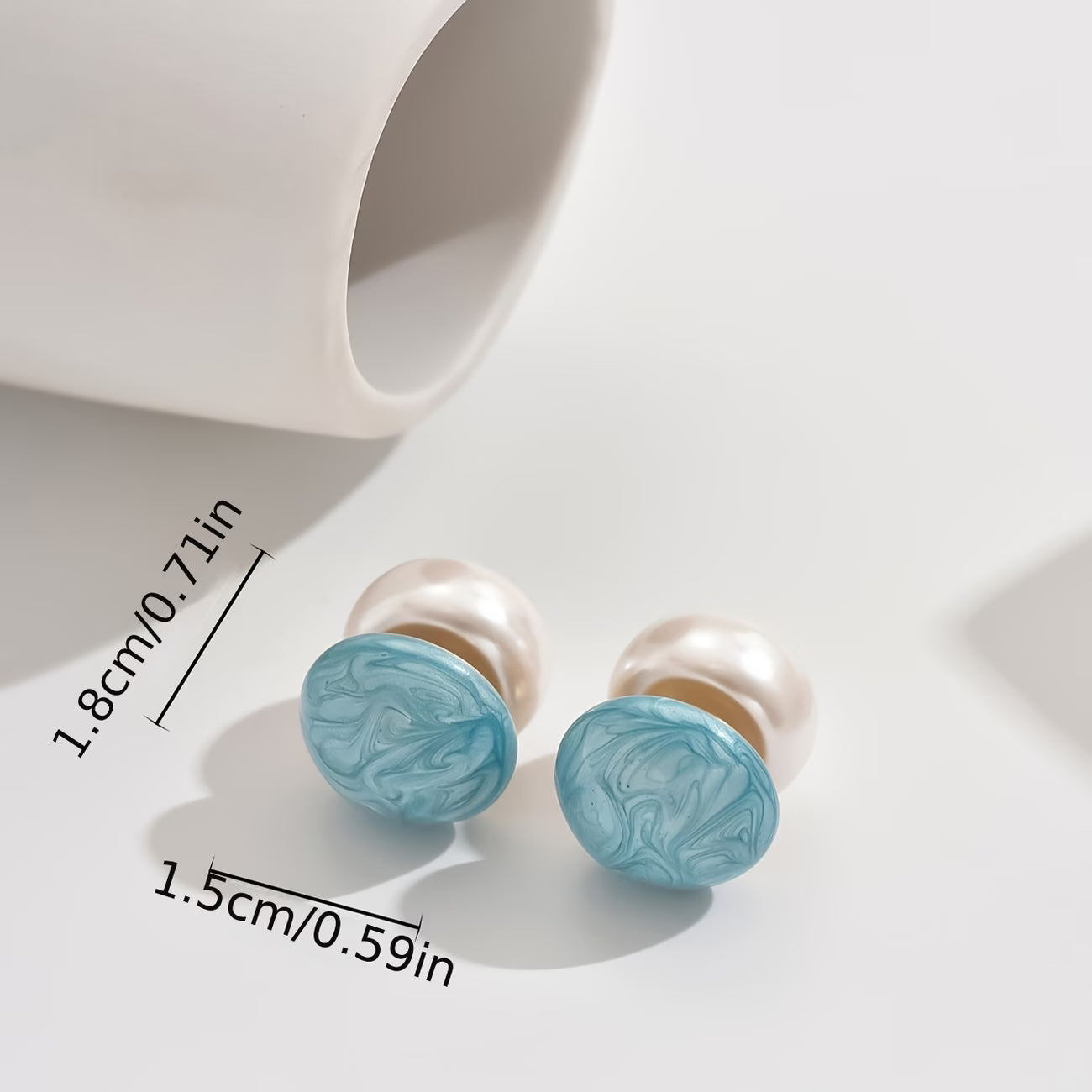 Two in One Pearl Turquoise Stud Earrings