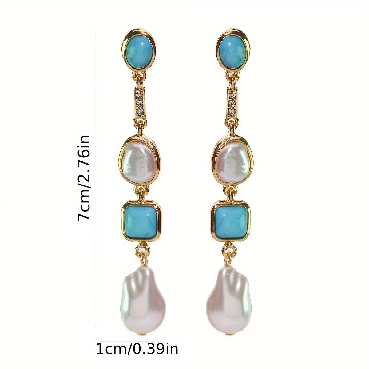 Statement Turquoise Pearl Earrings