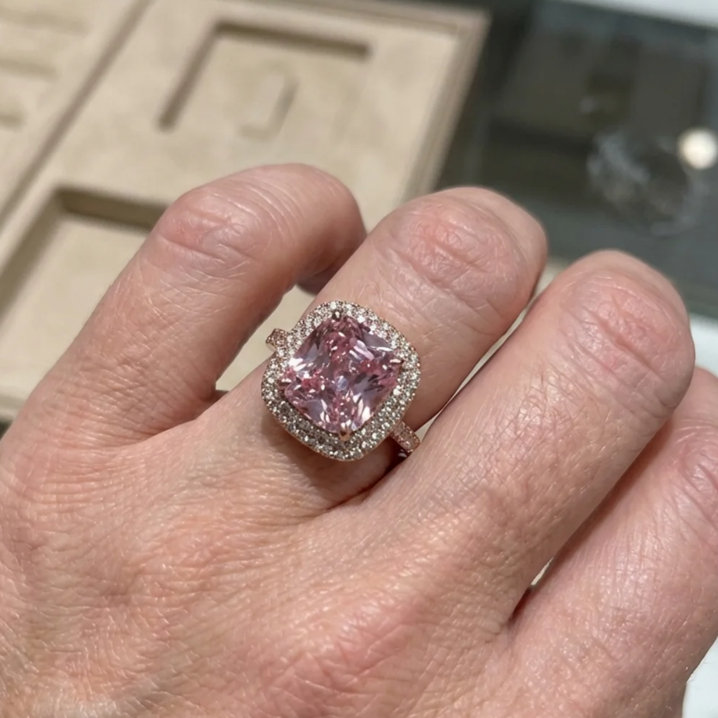 Timeless Cushion Rosé Sapphire Ring