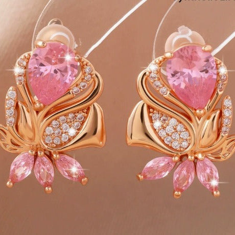 Elegant Rose Gold Flower Earrings