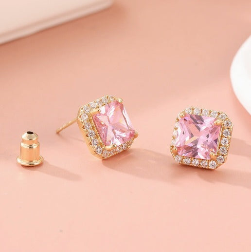 Sophisticated Rosé Sapphire Gold Studs