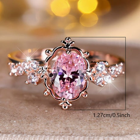 Elegant Rosé Sapphire Rose Gold Tiara Ring