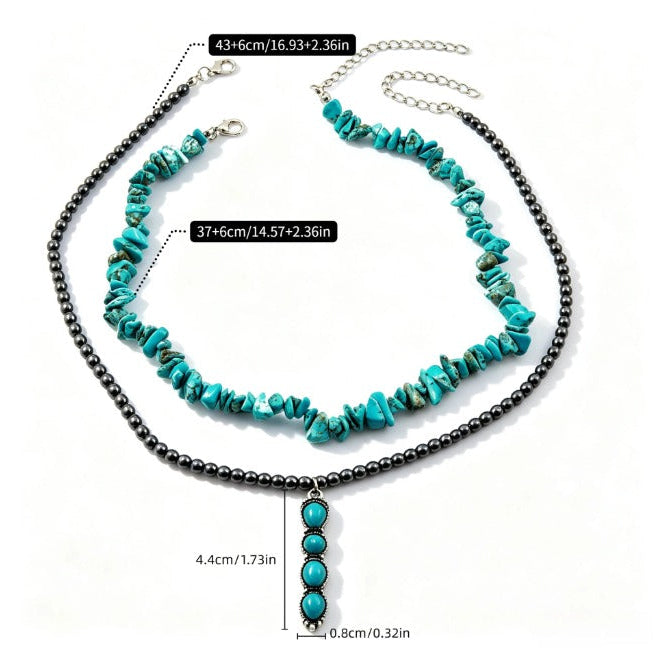 Premium Turquoise Chain Beaded Necklace Set