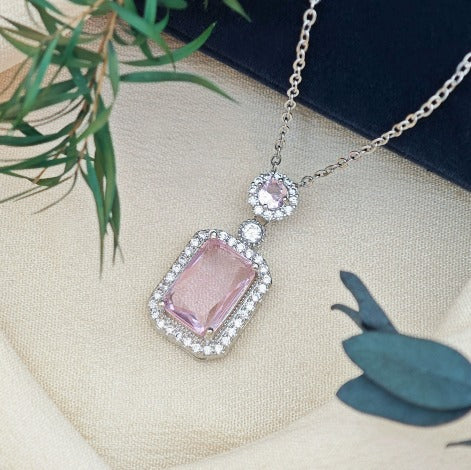 Sophisticated Rosé Sapphire Crown Necklace