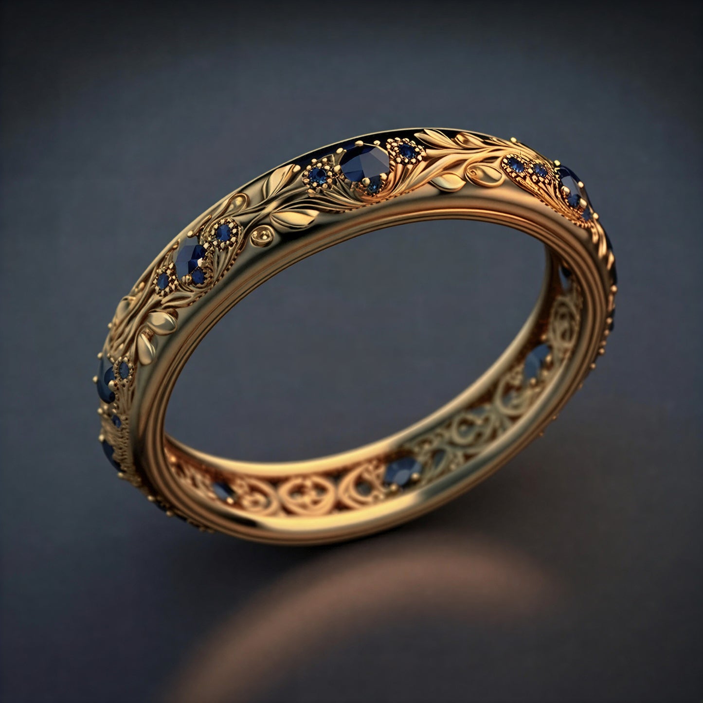 Twilight Blue Zirconia Leaf Ring