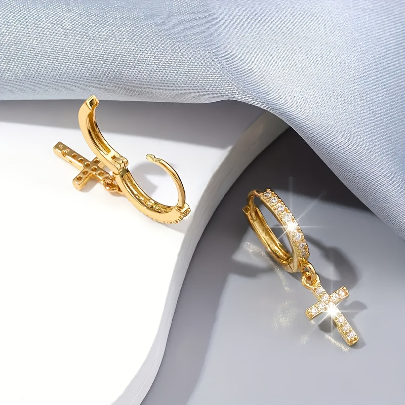 Polished Cross Huggie Earrings size guide