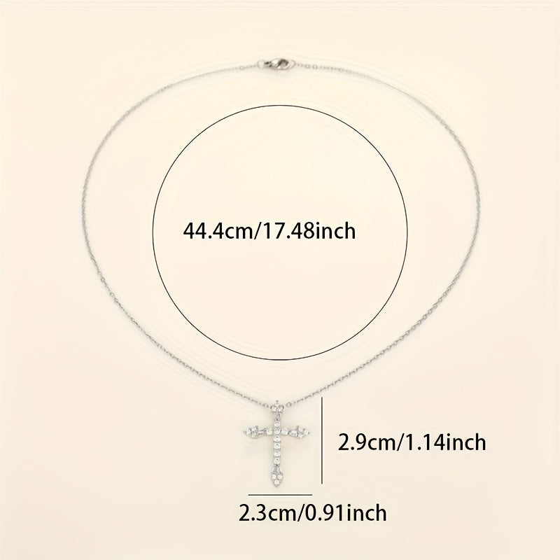 Sophisticated Zirconia Cross Necklace lifestyle shot outdoors