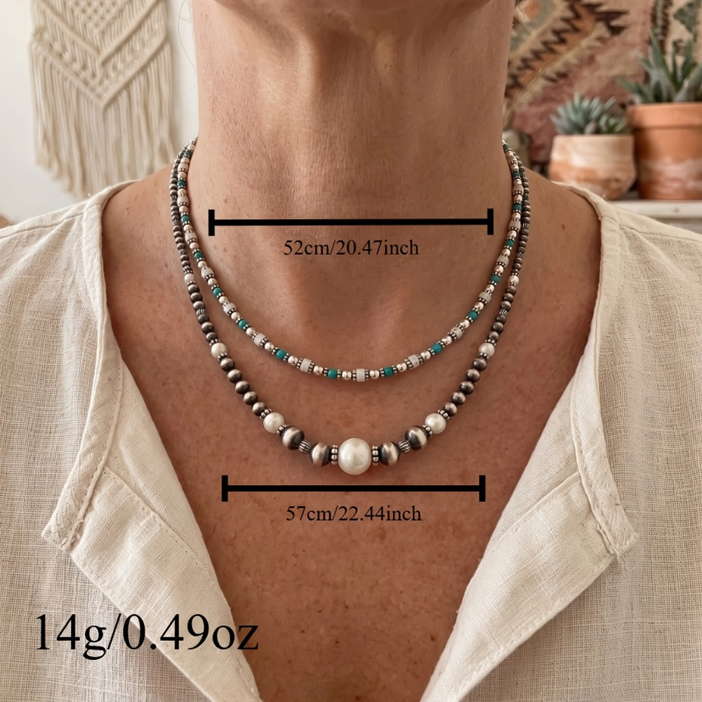 Turquoise Stackable Necklace Set (2 pcs)