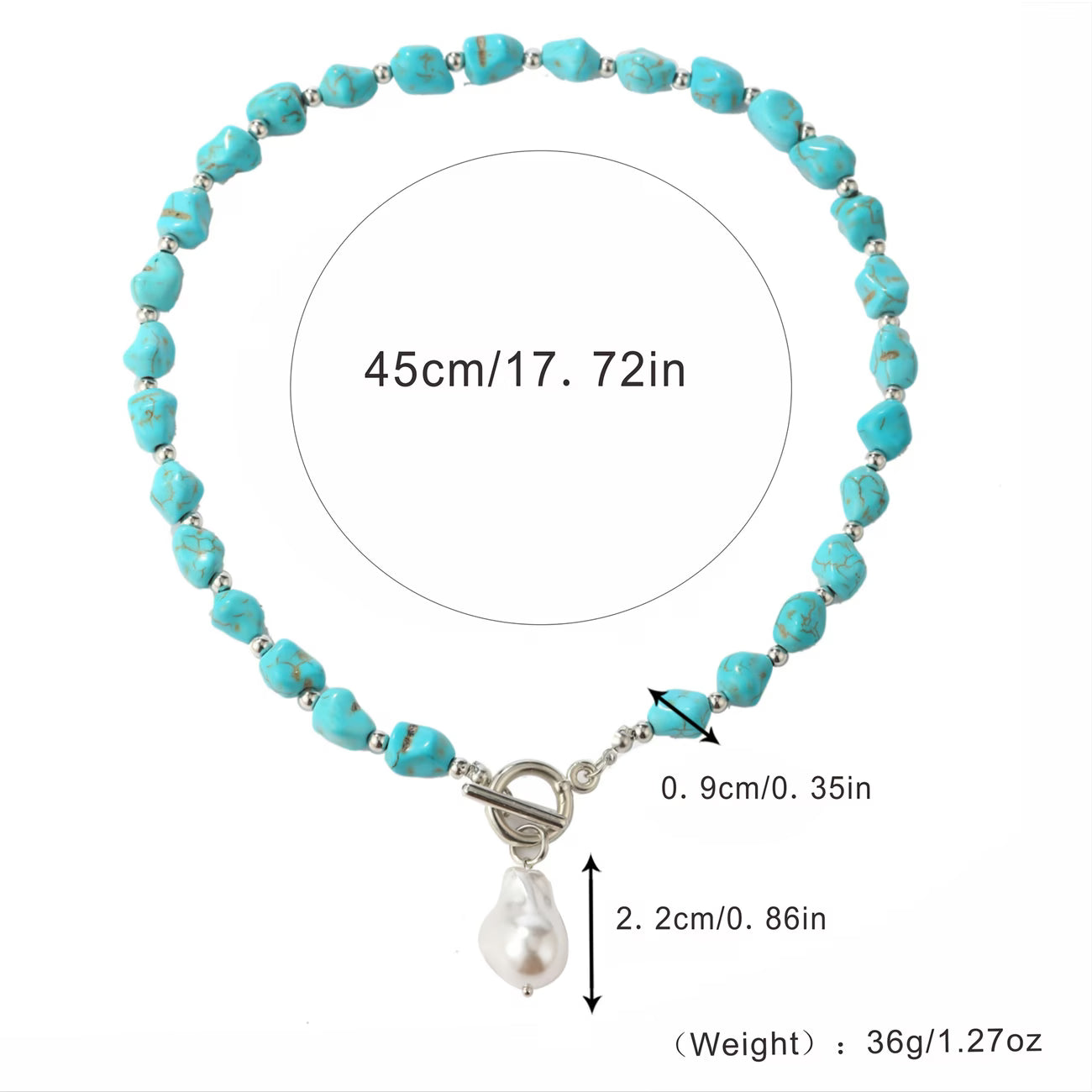 Turquoise & Pearl Silver Necklace