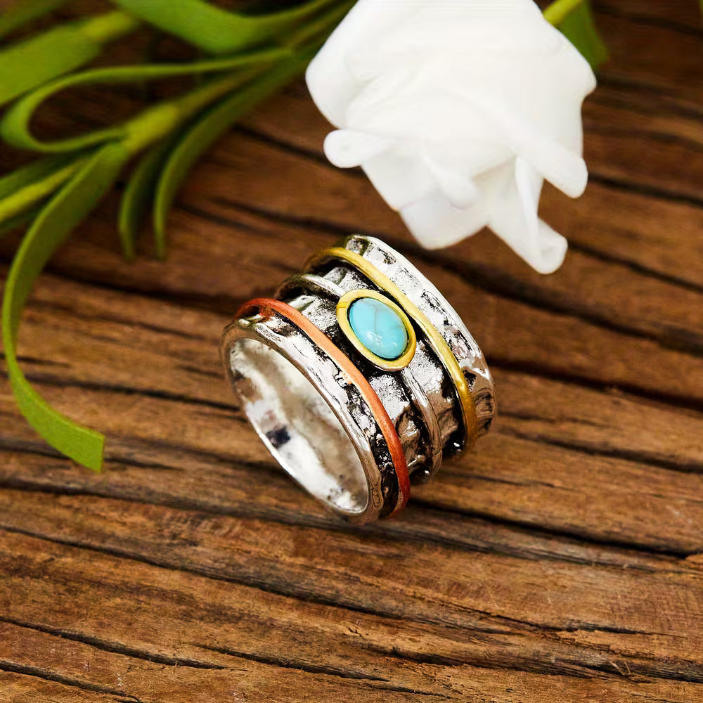 Bohemian Turquoise Inlaid Ring