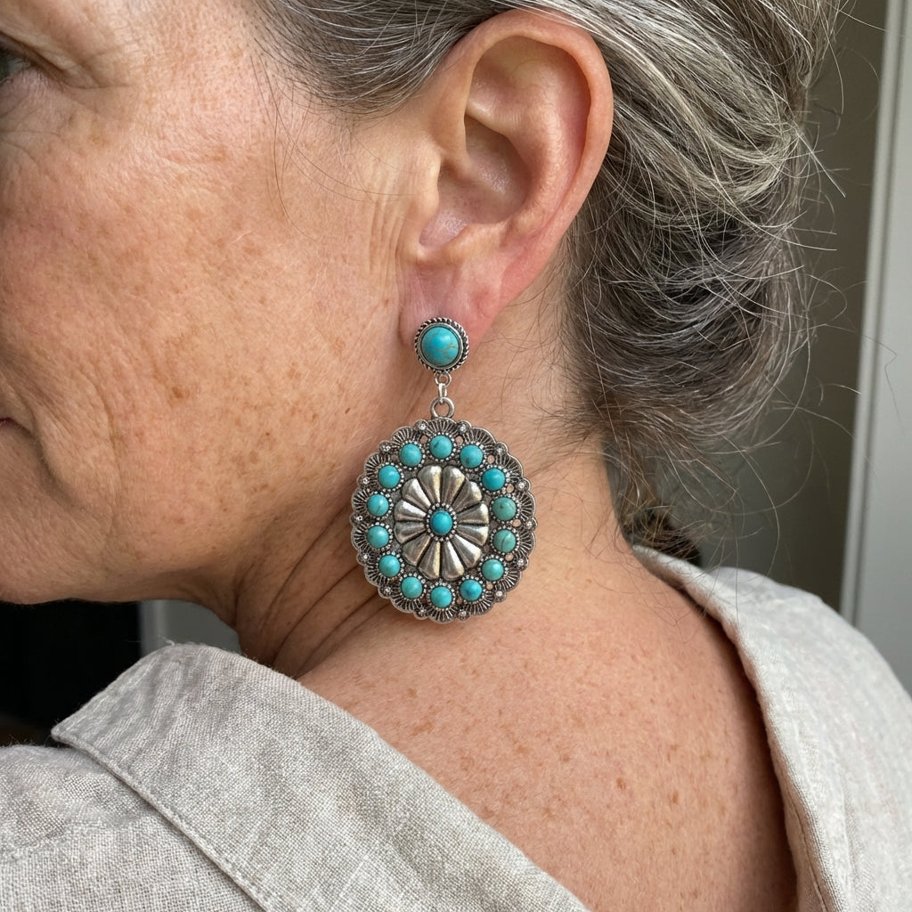 Vintage Turquoise and Pearl Earrings