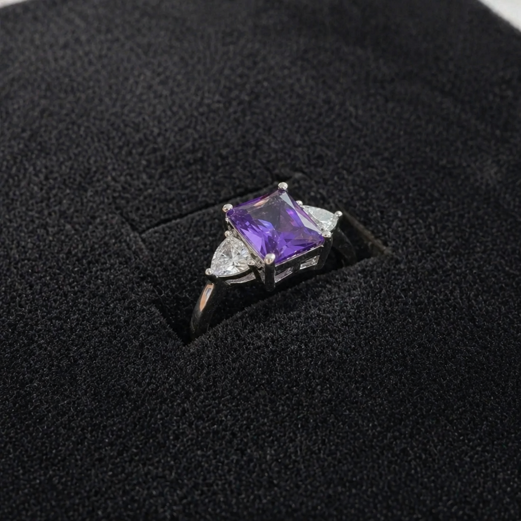 Sophisticated Amethyst White Gold Ring
