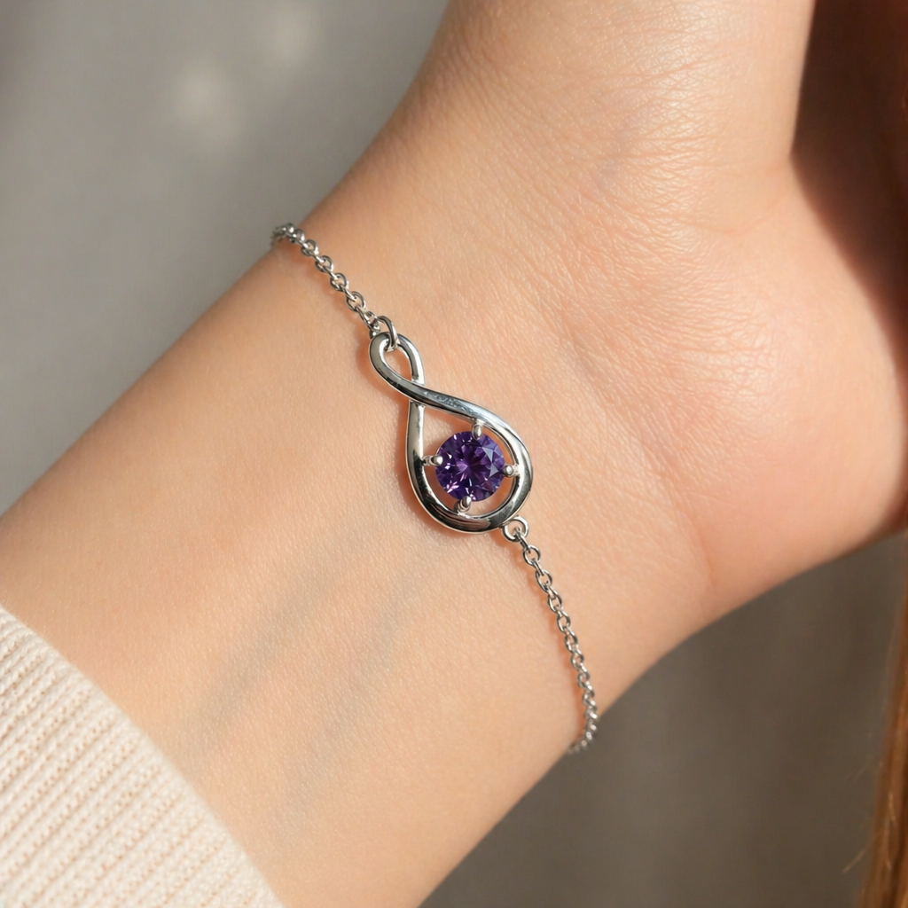 Elegant Amethyst White Gold Bracelet
