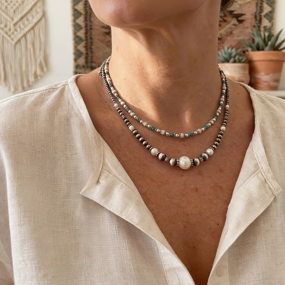Turquoise Stackable Necklace Set (2 pcs)