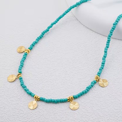 Minimal Turquoise Disc Necklace