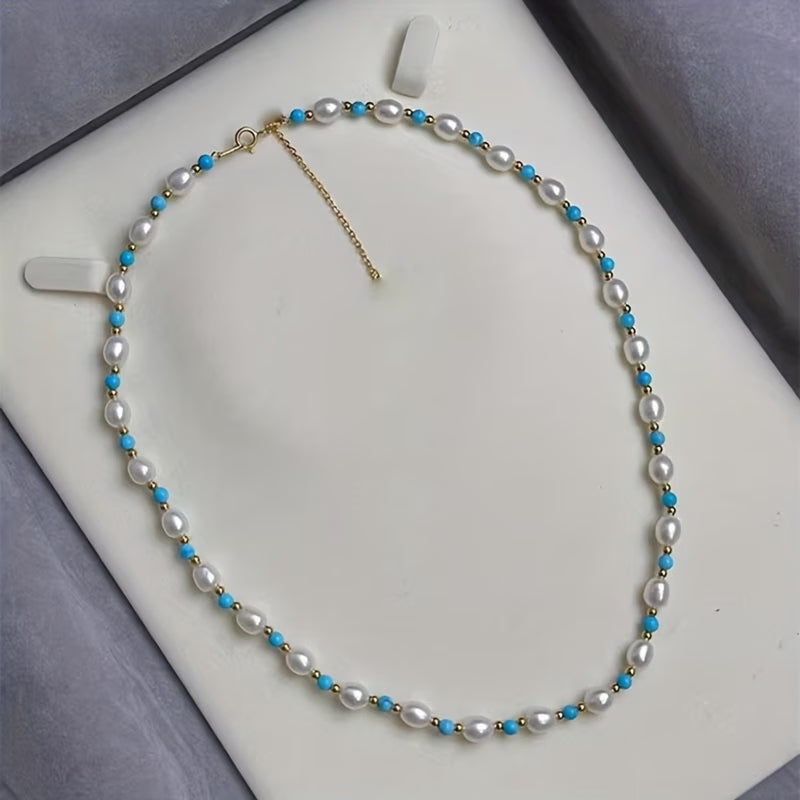 Sophisticated Pearl and Turquoise Beads Bracelet
