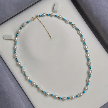 Sophisticated Pearl and Turquoise Beads Bracelet