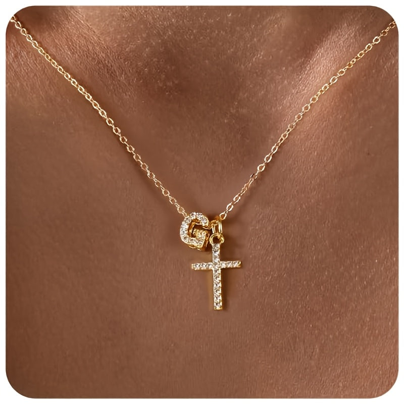 Charming Initial Cross Necklace size guide