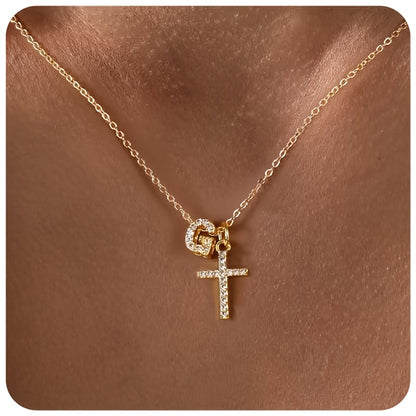 Charming Initial Cross Necklace size guide