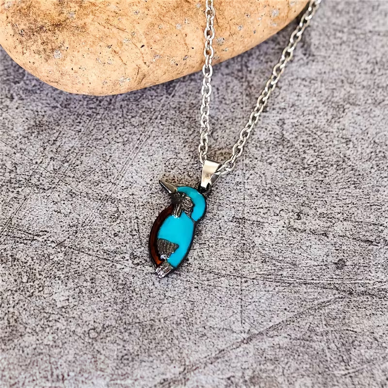 Delicate Turquoise Bird Pendant Necklace