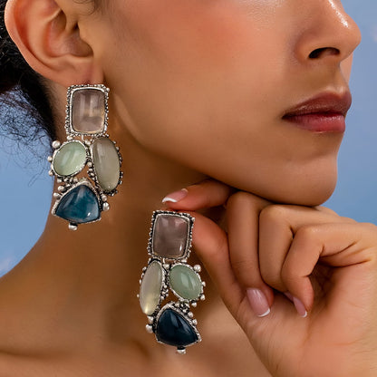 Ocean Gemstone Statement Earrings