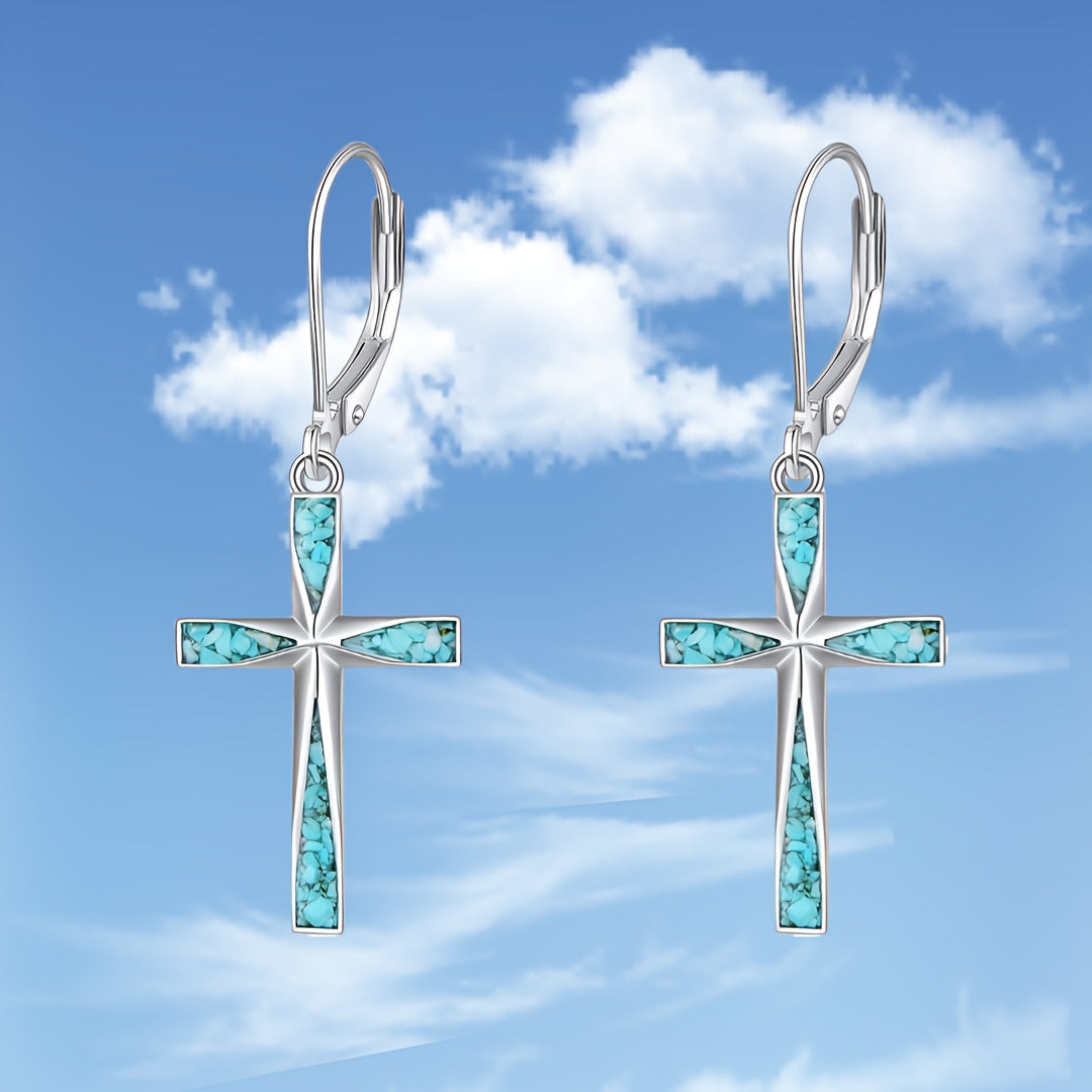 Vintage Turquoise Cross Earrings lifestyle shot