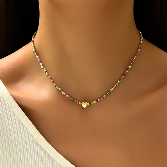 Minimal Earth Tone Heart Necklace
