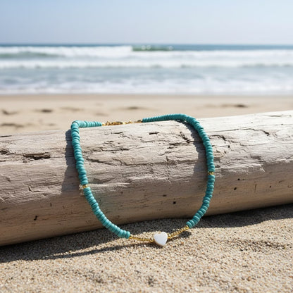 Minimal Turquoise Heart Necklace