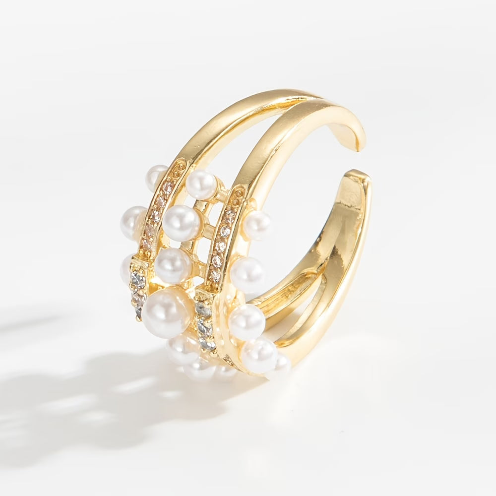 Elegant  Pearl Zirconia Ring