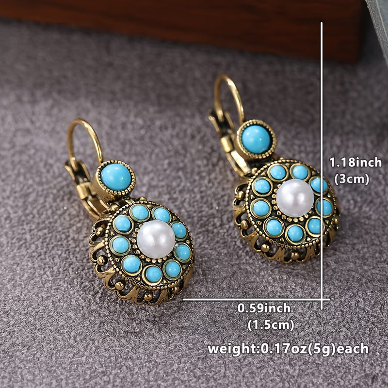 Premium Pearl Bloom and Turquoise Earrings