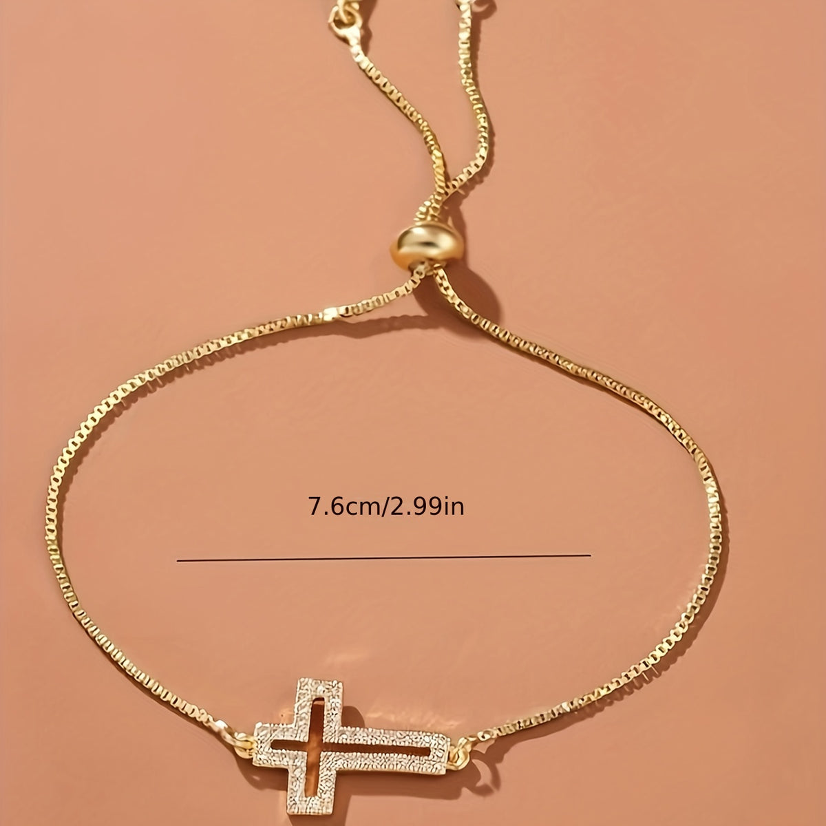 Classic Adjustable Cross Bracelet size guide gold