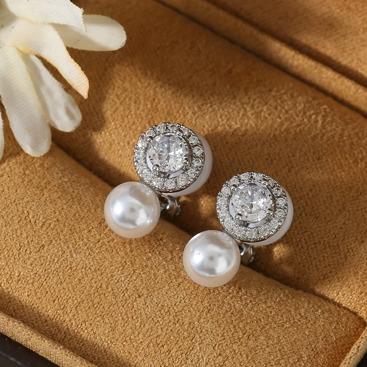 Delicate Pearl Halo Clip Earrings