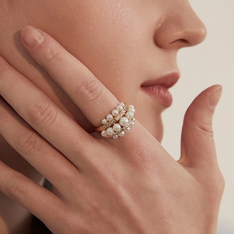 Elegant  Pearl Zirconia Ring