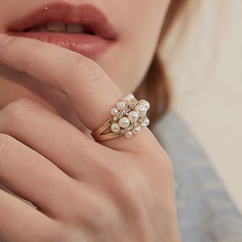 Elegant  Pearl Zirconia Ring