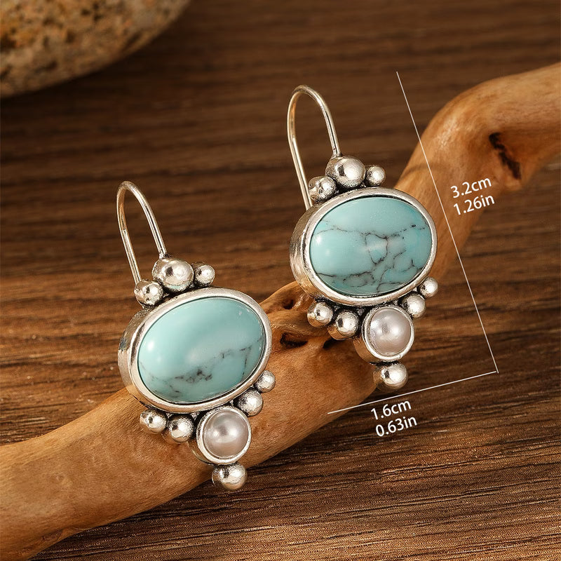 Elegant Turquoise Inlaid Dangle Earrings