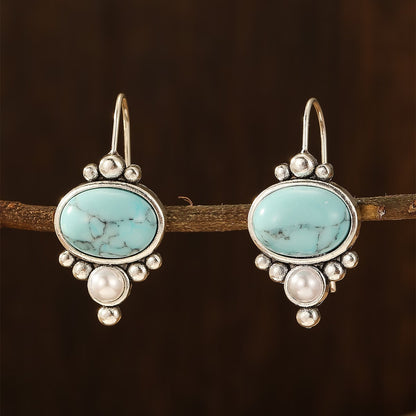 Elegant Turquoise Inlaid Dangle Earrings
