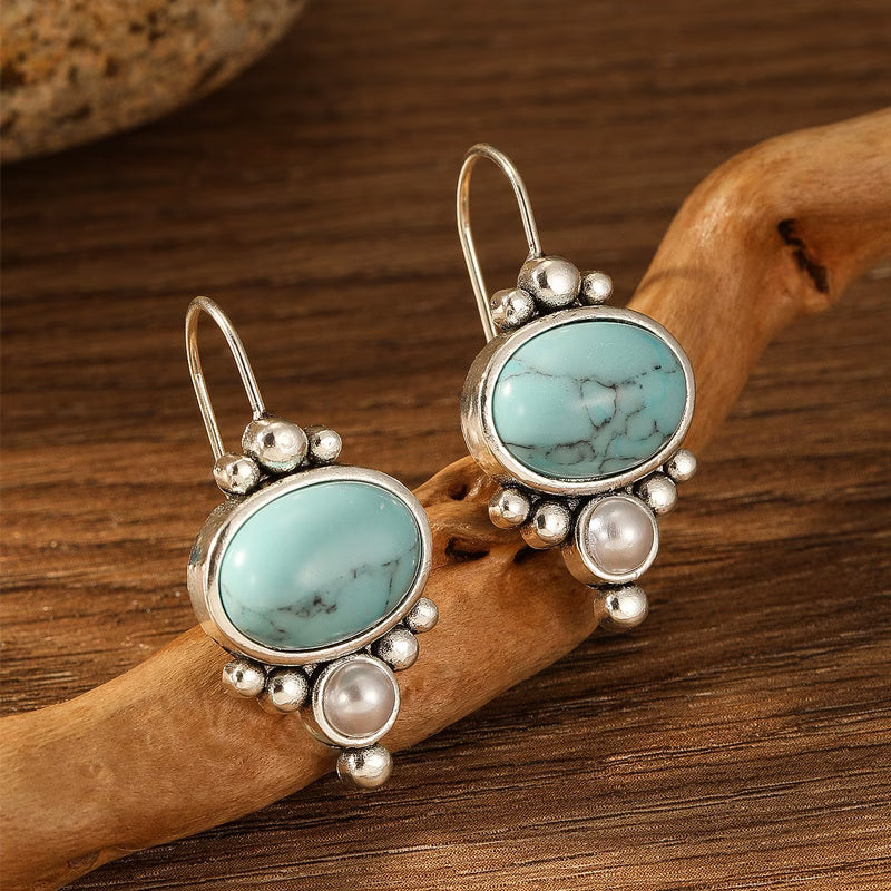 Elegant Turquoise Inlaid Dangle Earrings