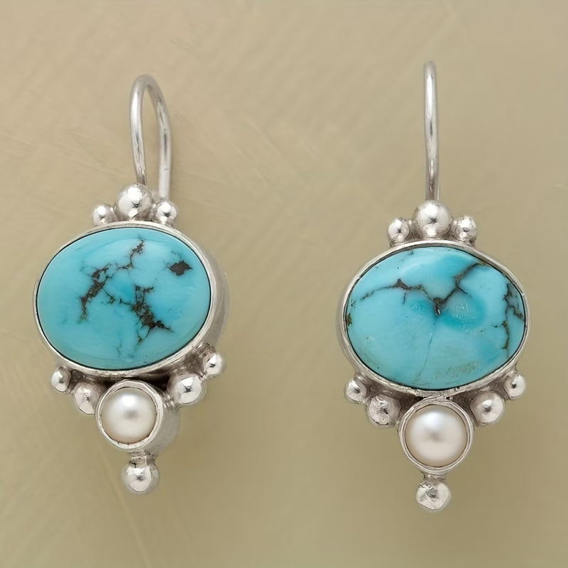 Elegant Turquoise Inlaid Dangle Earrings
