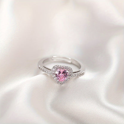 Adjustable Elegant Rosé Sapphire Heart Ring