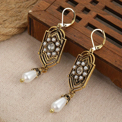 Vintage Inlaid Pearl Earrings