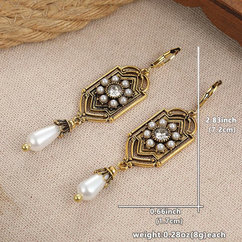 Vintage Inlaid Pearl Earrings