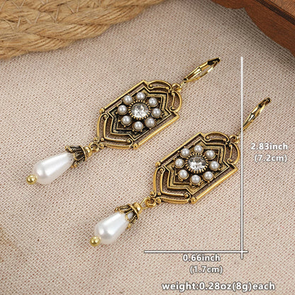 Vintage Inlaid Pearl Earrings