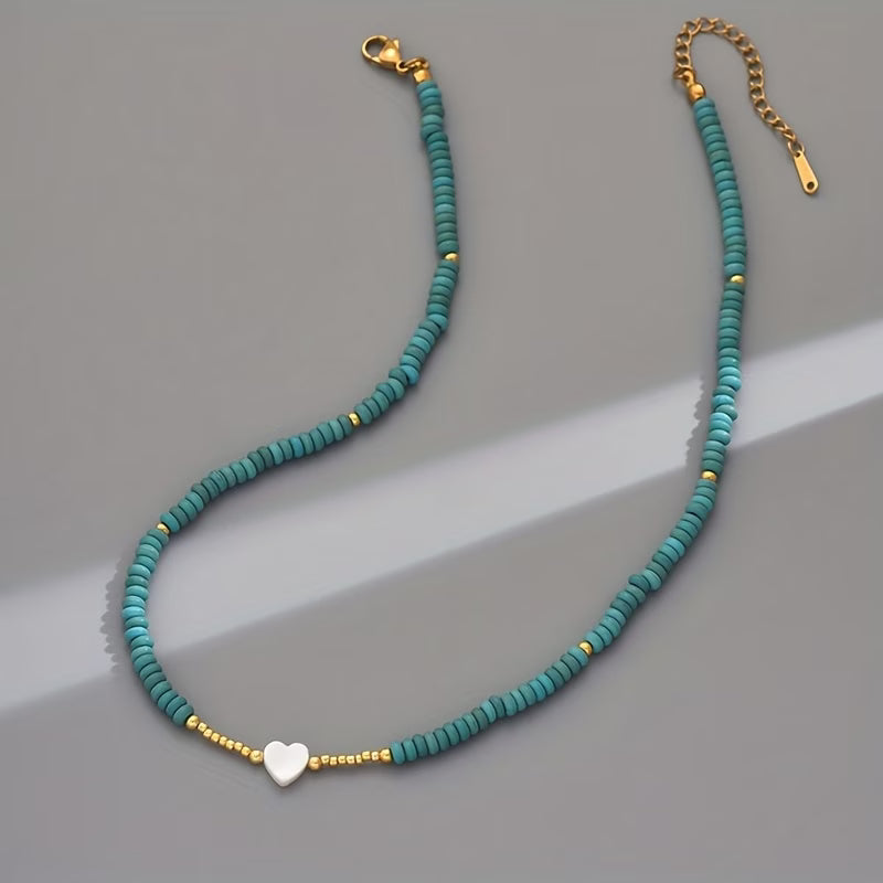 Minimal Turquoise Heart Necklace