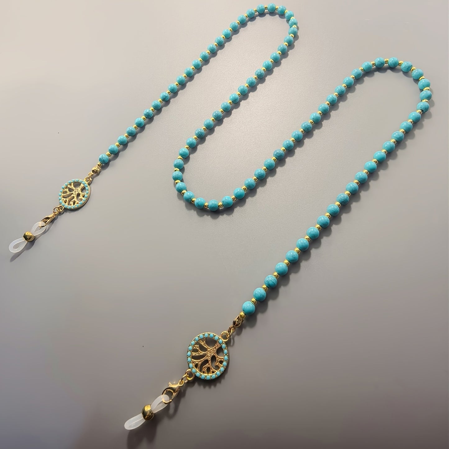 Vintage Turquoise Tree of Life Glasses Chain full length