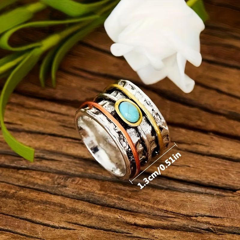 Bohemian Turquoise Inlaid Ring
