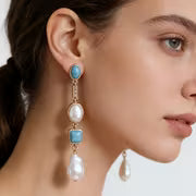 Statement Turquoise Pearl Earrings