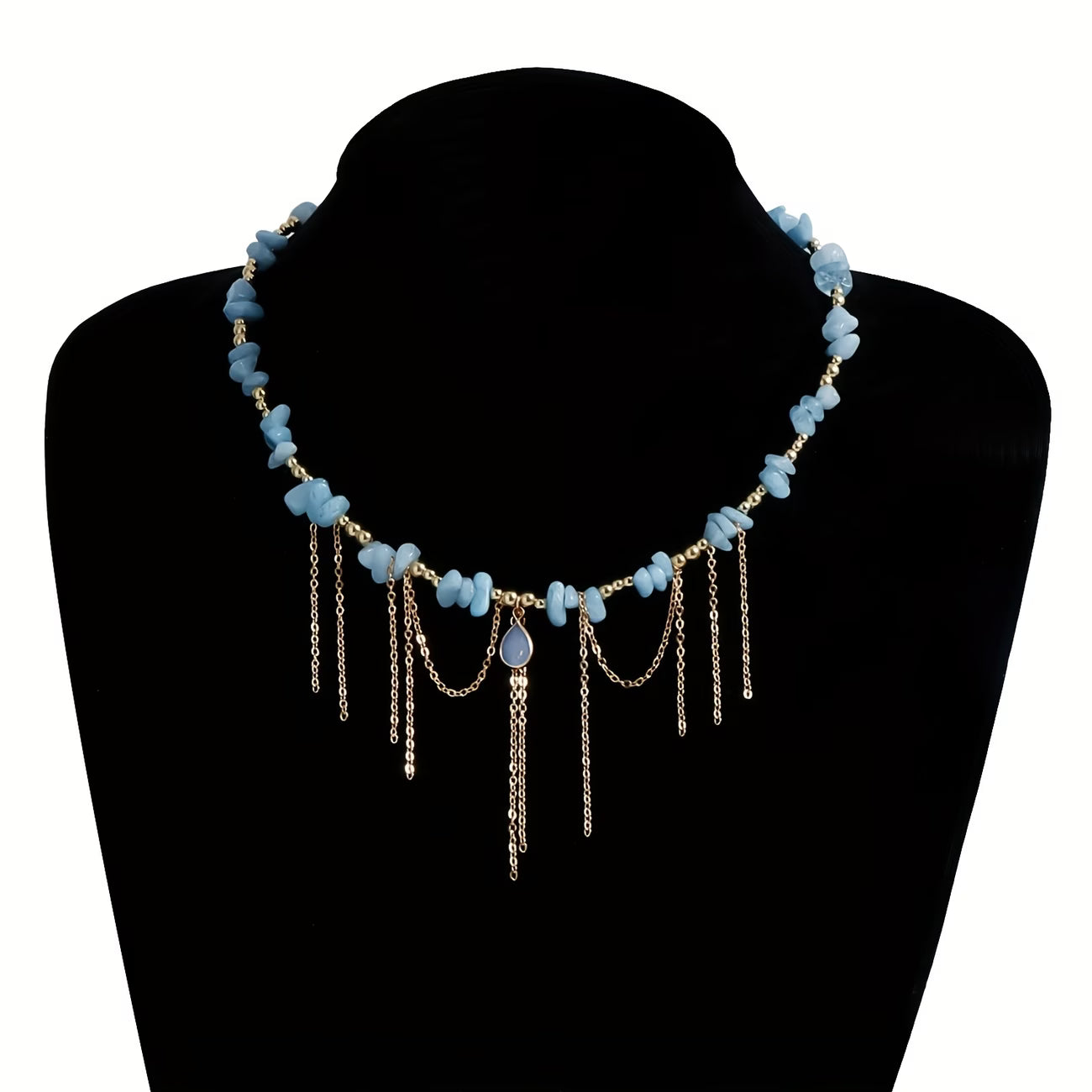 Statement Turquoise Golden Chain Necklace